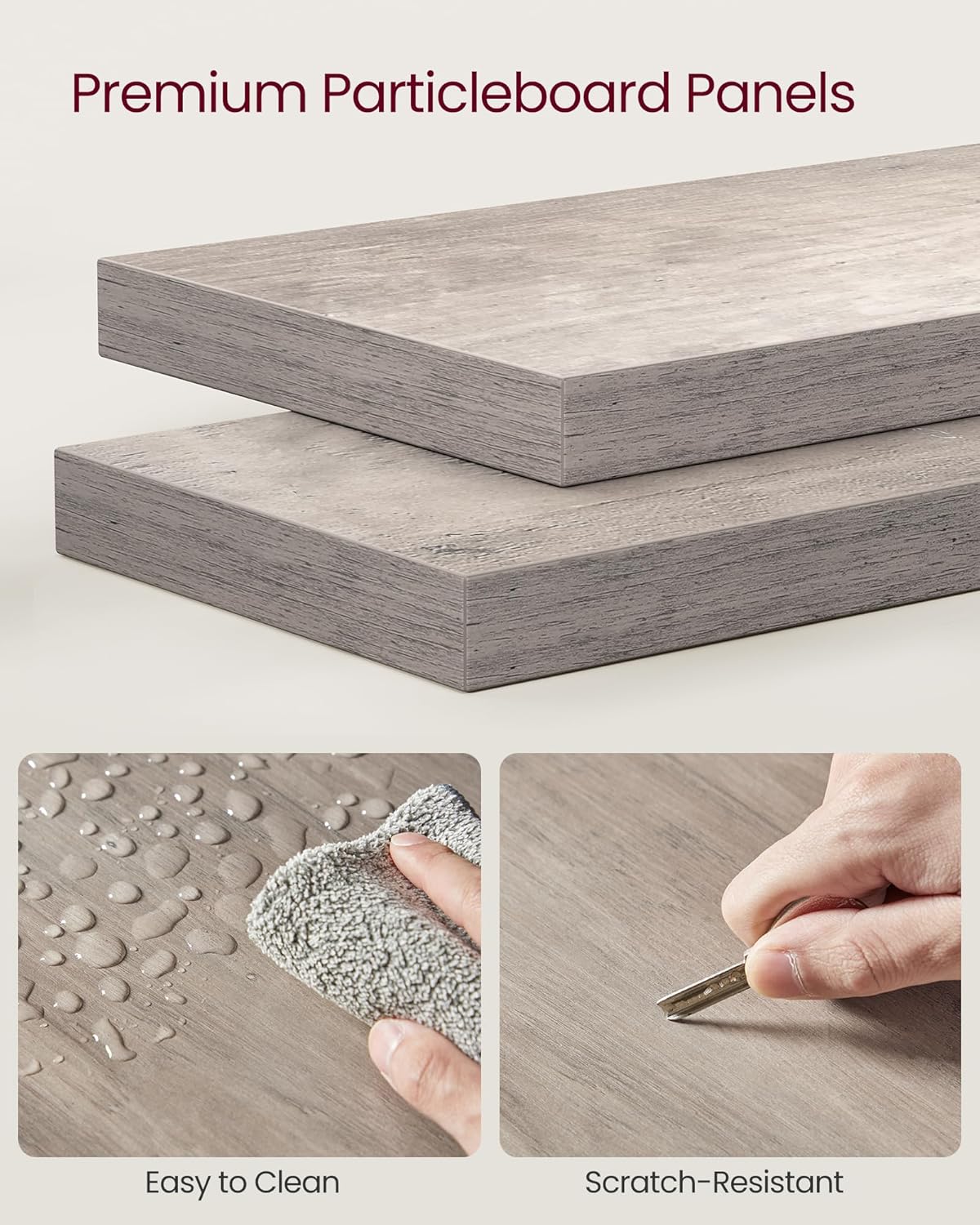 VASAGLE Raft de colt plutitor pe 5 niveluri, din lemn, 20x20x128cm, gri - imagine 5