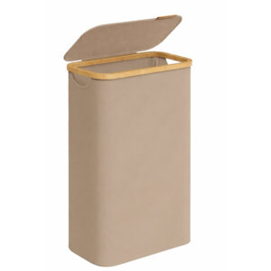 SONGMICS Cos rufe slim pentru spatii inguste, sac detasabil, 65 litri, 42x23x71 cm, maro bej