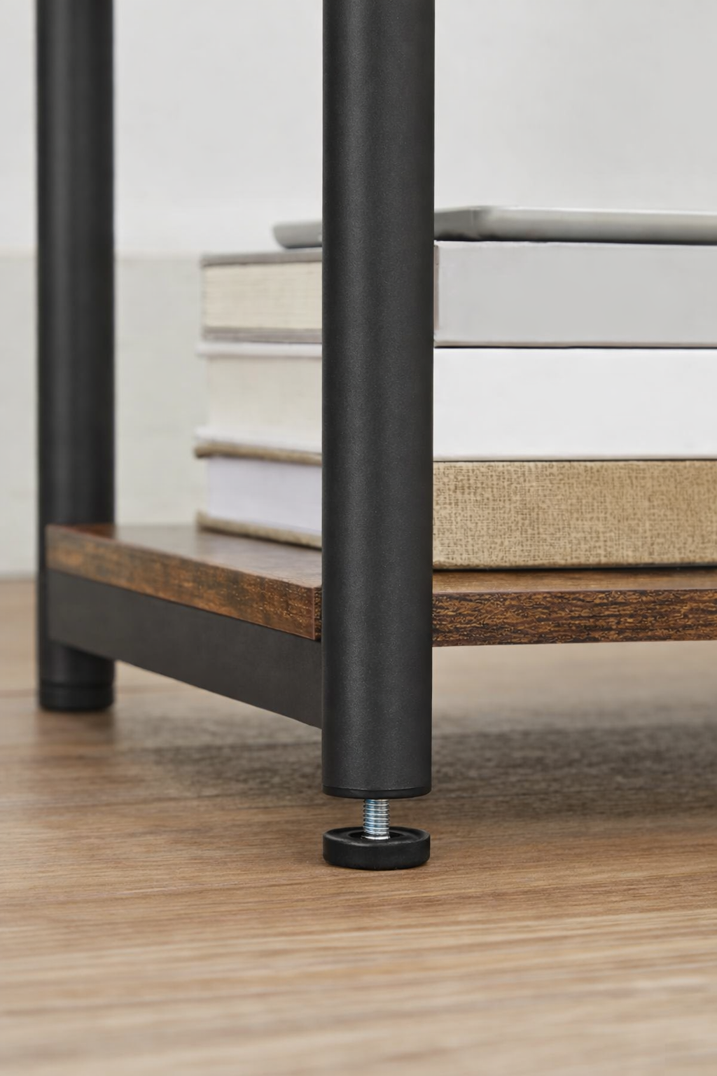 VASAGLE Noptiera cu prize si USB, 3 rafturi, stil industrial, 30x34x58 cm, maro rustic - imagine 8