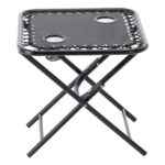 Masa turistica pliabila pentru camping, cu suport pahare, 50x50x50 cm, negru