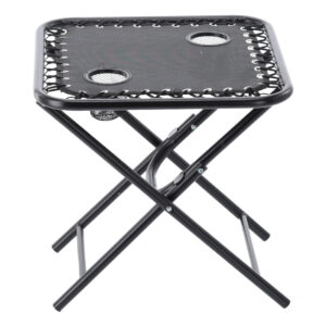 Masa turistica pliabila pentru camping, cu suport pahare, 50x50x50 cm, negru