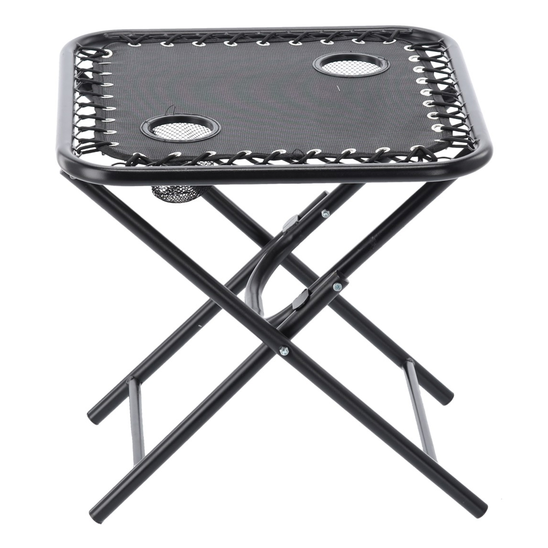 Masa turistica pliabila pentru camping, cu suport pahare, 50x50x50 cm, negru