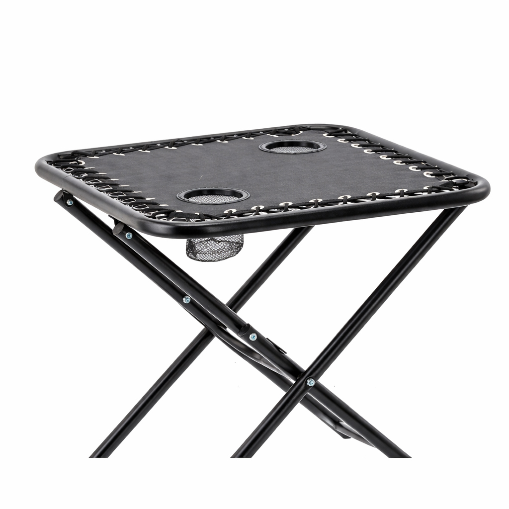Masa turistica pliabila pentru camping, cu suport pahare, 50x50x50 cm, negru - imagine 4
