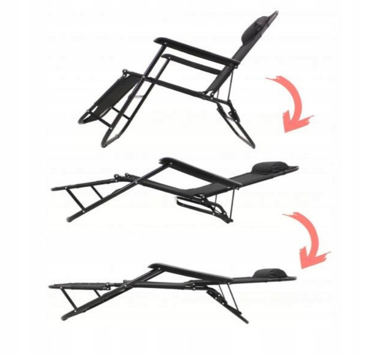 Sezlong pliabil cu pozitie orizontala, tetiera reglabila, cadru metalic, 153x60x88 cm, gri - imagine 5