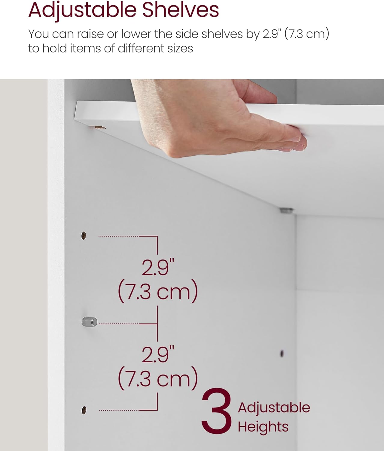 VASAGLE Pantofar cu banca cu 9 compartimente si perna, sarcina 136 kg, 79x30x48 cm, alb - imagine 7