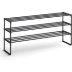 SONGMICS Suport pentru pantofi cu 3 niveluri, structura metalica, 30x117x55 cm, negru
