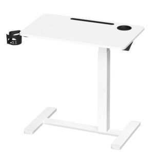 VASAGLE Masa tip birou, ajustabila cu roti pentru pat sau canapea, blat 70x40 cm, inaltime reglabila 65-102 cm, alb
