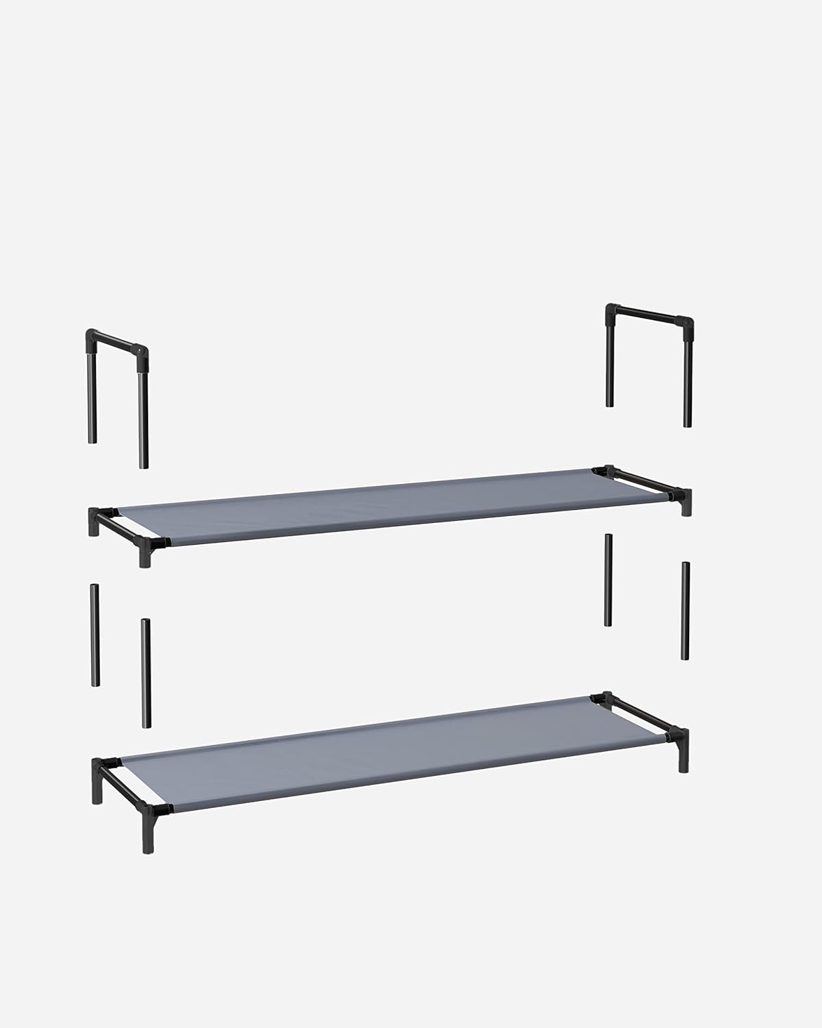 SONGMICS Pantofar cu 10 niveluri, cadru metalic si rafturi textile, 28x45x173 cm, gri - imagine 2