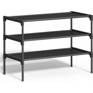 SONGMICS Raft pantofi 3 niveluri cu rafturi textile si cadru metalic, 62x30x54 cm, negru