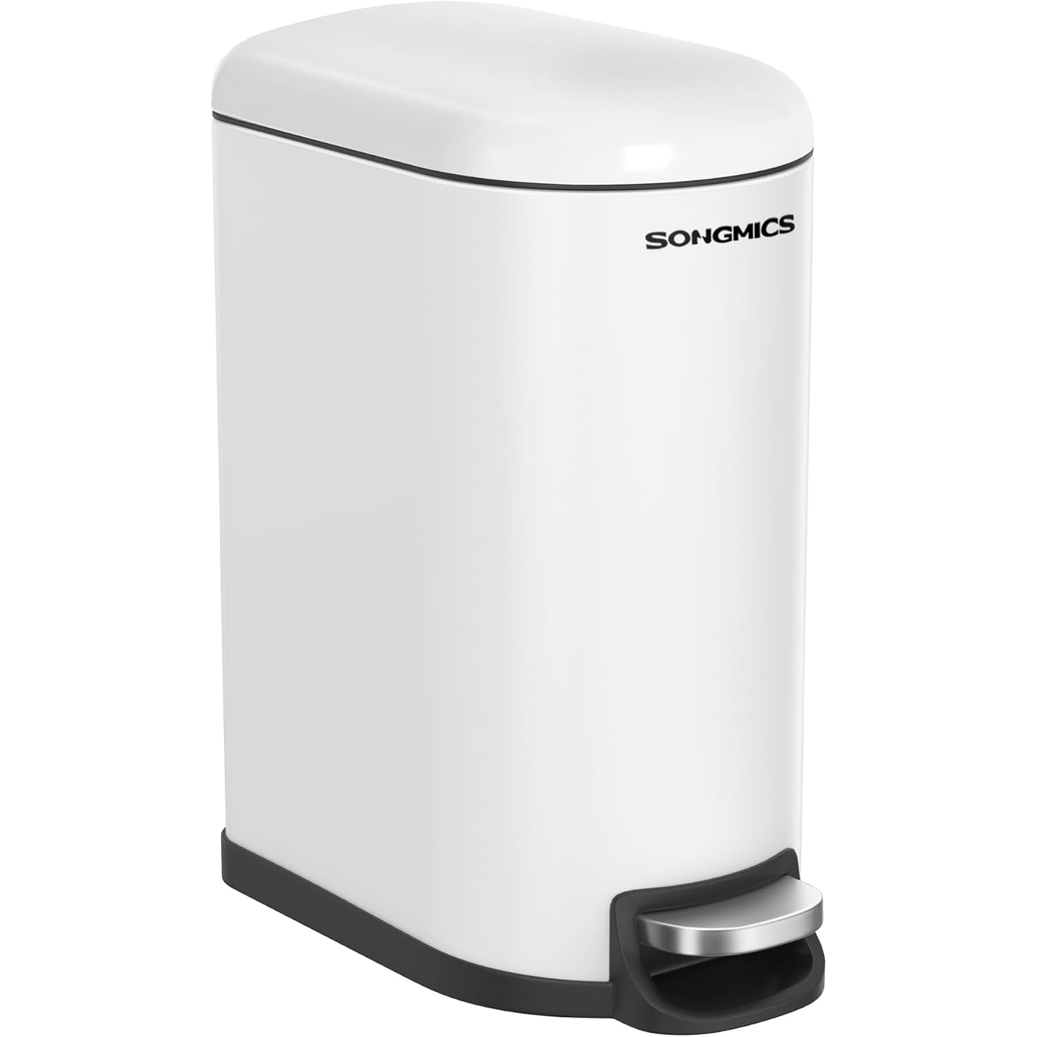 SONGMICS Cos gunoi 10 litri cu pedala si capac soft close, galeata interioara detasabila, 35x19x39 cm, alb