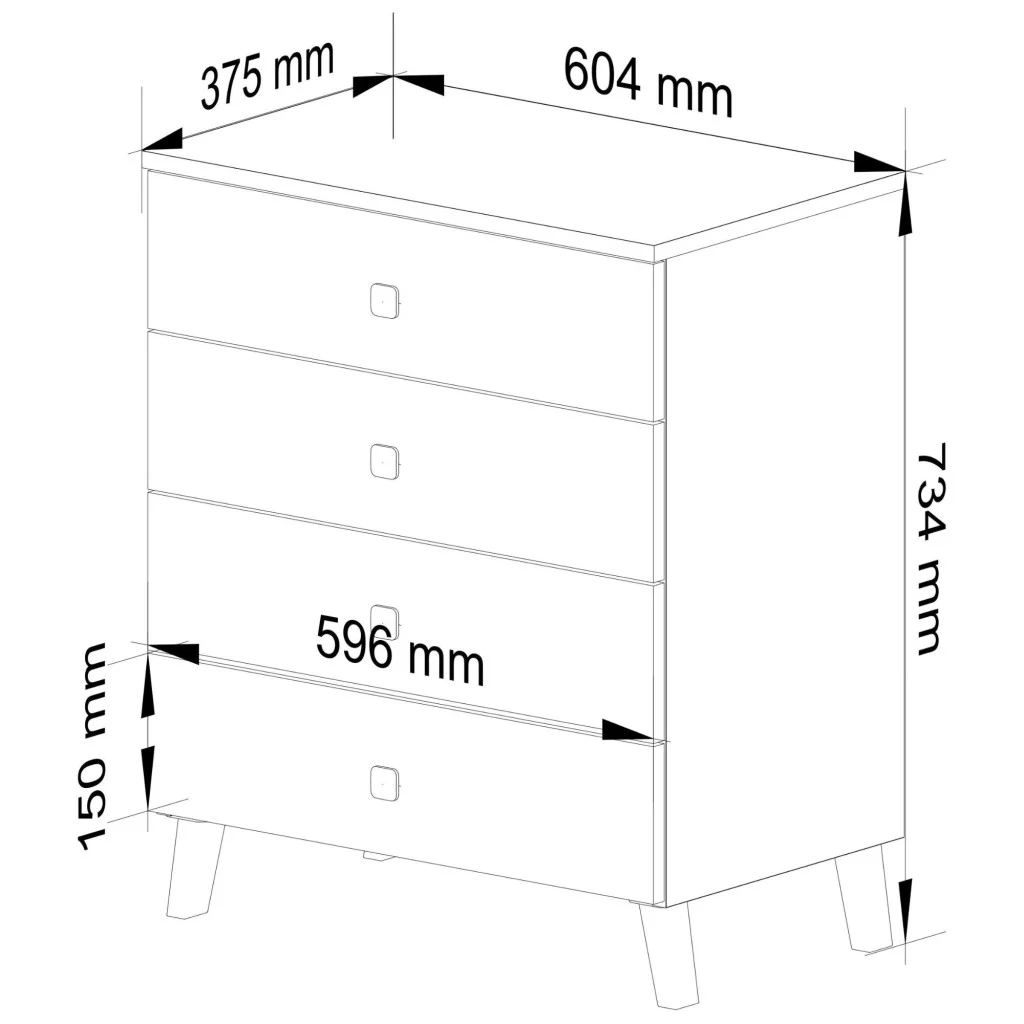 Comoda MOBI K-04, 4 sertare, 60x37x73 cm, casmir cu detalii aurii - imagine 6