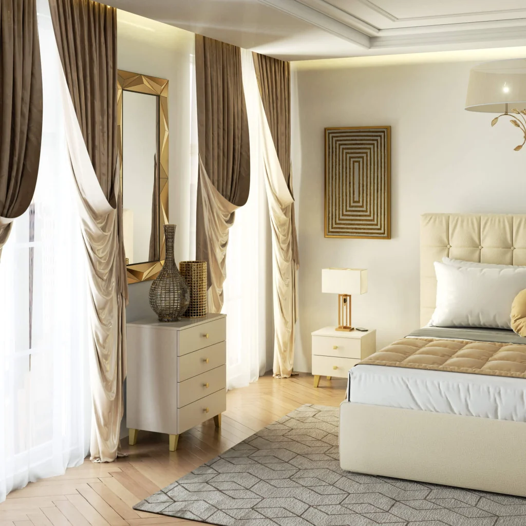 Comoda MOBI K-04, 4 sertare, 60x37x73 cm, casmir cu detalii aurii - imagine 4