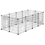 Tarc modular pentru animale cu 12 panouri metalice, pliabil, configurabil, 143x71x46 cm negru