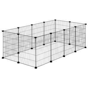 Tarc modular pentru animale cu 12 panouri metalice, pliabil, configurabil, 143x71x46 cm negru