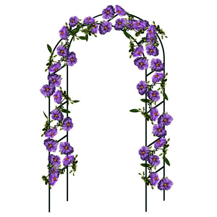 Pergola gradina pentru plante cataratoare cu ancore montaj, structura otel, 140x38x240 cm, verde - imagine 3