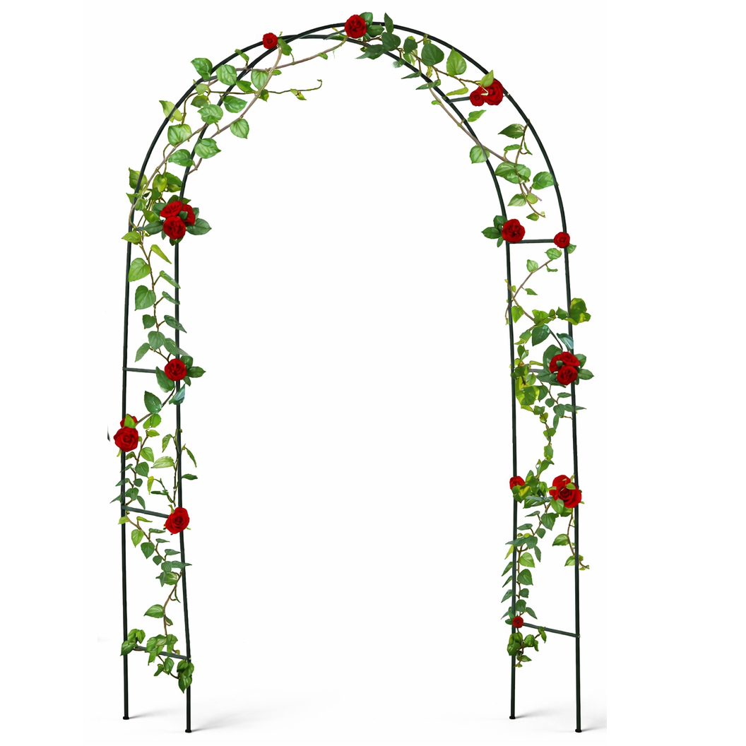 Pergola gradina pentru plante cataratoare cu ancore montaj, structura otel, 140x38x240 cm, verde - imagine 2