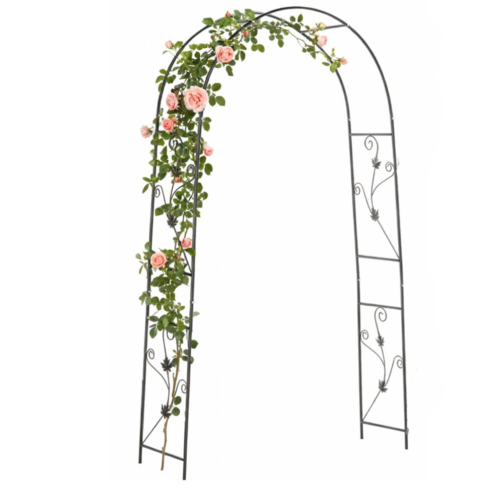 Pergola gradina pentru plante cataratoare cu ancore montaj, structura otel, 114x37x230 cm, verde inchis - imagine 2