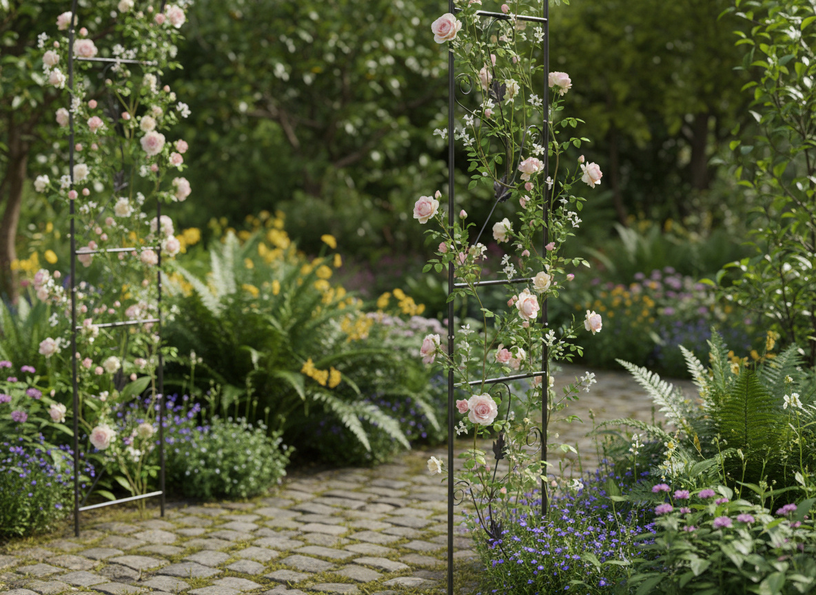 Pergola gradina pentru plante cataratoare cu ancore montaj, structura otel, 114x37x230 cm, verde inchis - imagine 3