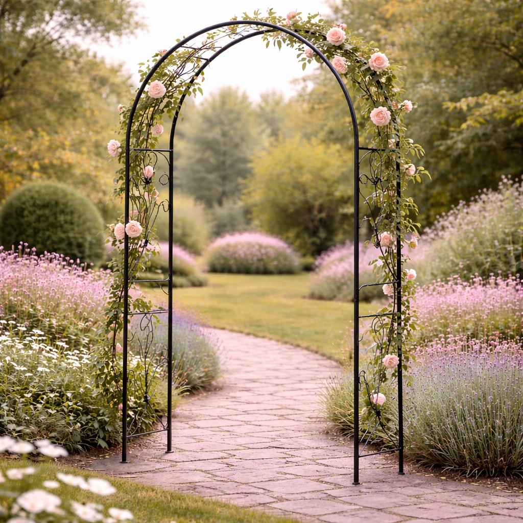 Pergola gradina pentru plante cataratoare cu ancore montaj, structura otel, 114x37x230 cm, verde inchis