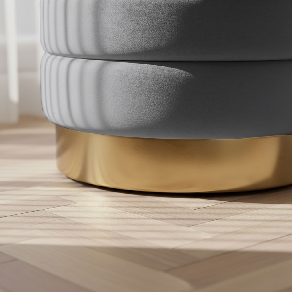 Bancheta tip puf cu depozitare, tapiterie velur, 80x42x42 cm, gri - imagine 7