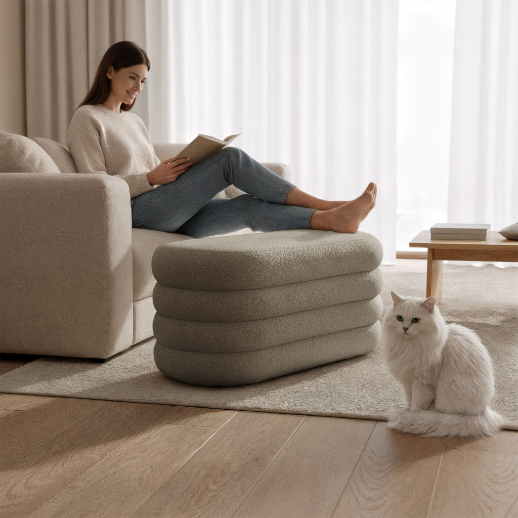 Taburet tapitat Puffo cu spatiu de depozitare, velur, 100x42x42 cm, maro mocha - imagine 5