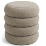 Taburet tapitat Snuggo cu spatiu de depozitare, velur, diametru 42 cm, inaltime 45 cm, maro mocha