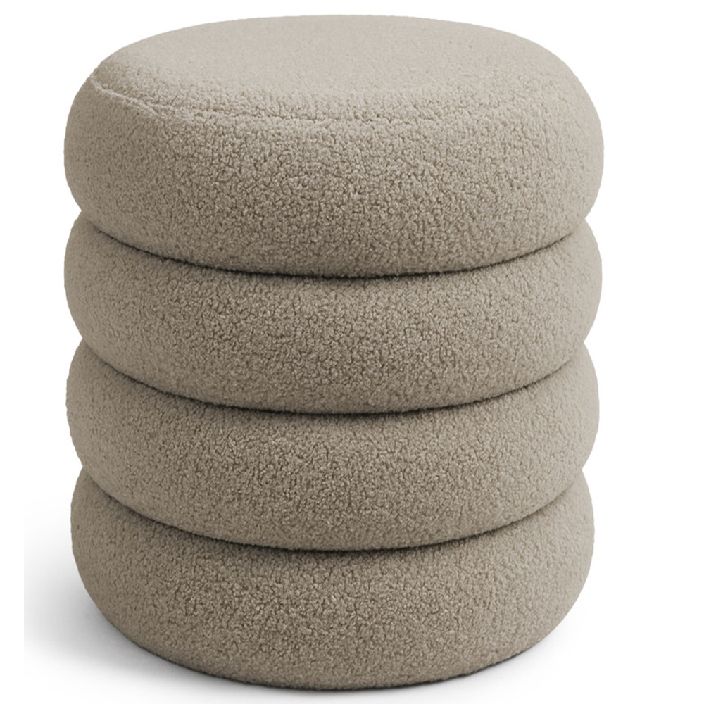 Taburet tapitat Snuggo cu spatiu de depozitare, velur, diametru 42 cm, inaltime 45 cm, maro mocha