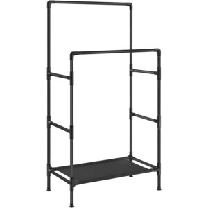 SONGMICS Raft de haine din metal, cu 2 bare de haine si 1 raft, stil industrial, 45x83x157cm, negru