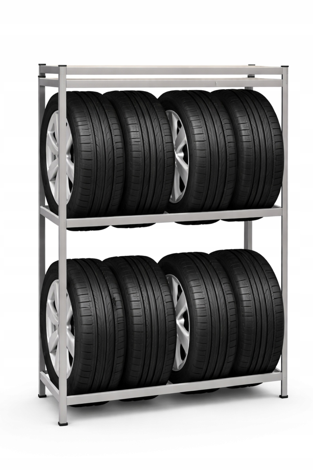 Raft depozitare anvelope cu polite suplimentare MDF, cadru otel galvanizat, 120x40x180 cm, gri - imagine 3