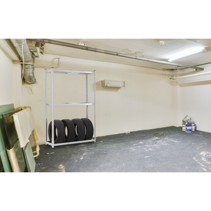 Raft depozitare anvelope cu polite suplimentare MDF, cadru otel galvanizat, 120x40x180 cm, gri - imagine 8