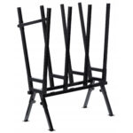 Suport metalic capra pentru taiat lemne, reglabil, pliabil, otel, maxim 200 kg, 81x37x103 cm, negru