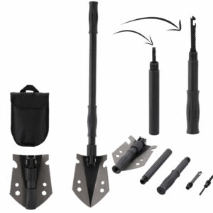 Lopata pliabila multifunctionala 9 in 1 pentru camping si gradina, otel, 70 cm, negru