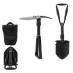Lopata pliabila multifunctionala 6 in 1 pentru camping si gradina, otel mangan, 47 cm, negru
