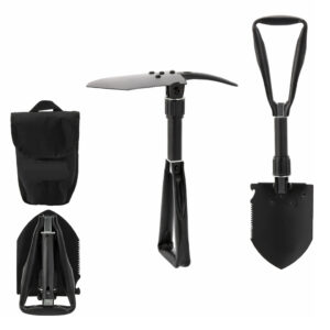 Lopata pliabila multifunctionala 6 in 1 pentru camping si gradina, otel mangan, 47 cm, negru