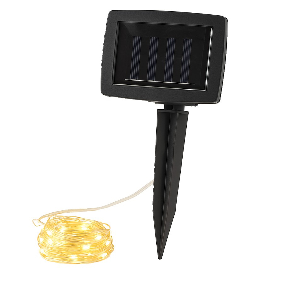 Instalatie luminoasa solara exterior 100 LED alb cald, cablu 12 m, 8 moduri iluminare, IP44, negru - imagine 2