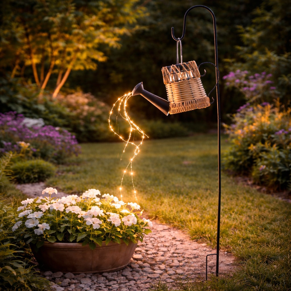 Lampa solara gradina tip stropitoare ratan, 33 LED alb cald, panou solar, IP44, 110 cm, maro