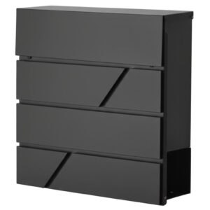 Cutie postala metalica Nova cu incuietoare si cheie, otel galvanizat, 37x37x11 cm, negru