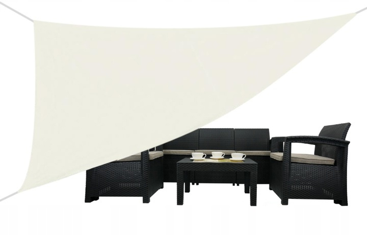 Copertina prelata de soare, triunghiulara, impermeabila, cu protectie UV, 300x300x300 cm, bej - imagine 3