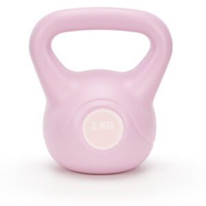 Kettlebell 2 kg, bitum cu invelis rezistent ABS, 16x19 cm, roz