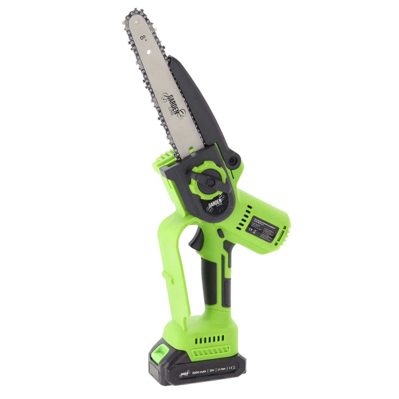 Fierastrau electric pentru crengi, cu acumulator, sina 20 cm, motor fara perii 900 W, 2 baterii 21 V, lant de rezerva - imagine 2