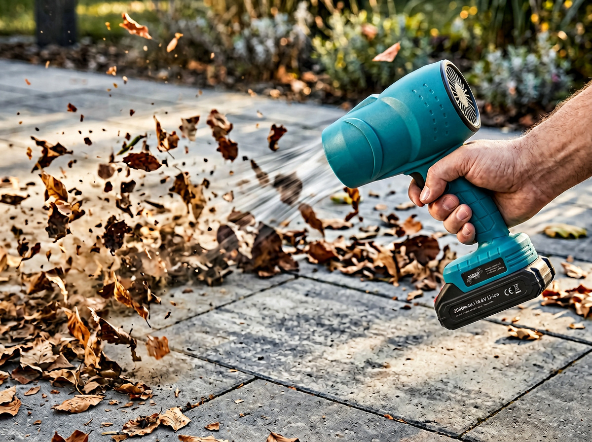 Suflanta aer portabila cu acumulator 800 W, motor fara perii, 36000 rpm, 2 baterii 2000 mAh, valiza transport - imagine 2