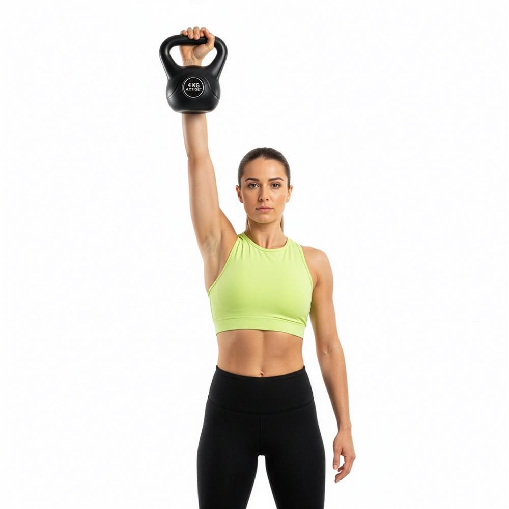 Kettlebell 4 kg, bitum cu invelis rezistent ABS, 21x23 cm, negru - imagine 7