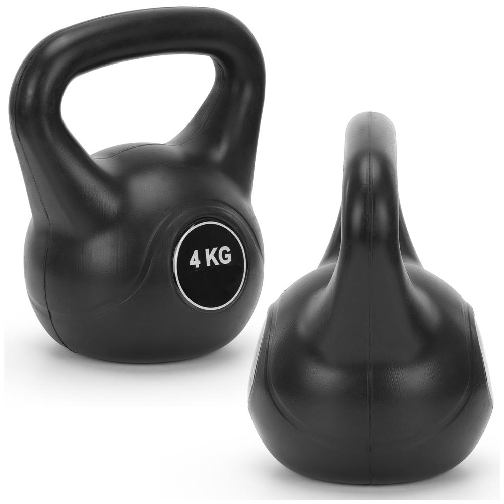 Kettlebell 4 kg, bitum cu invelis rezistent ABS, 21x23 cm, negru - imagine 8