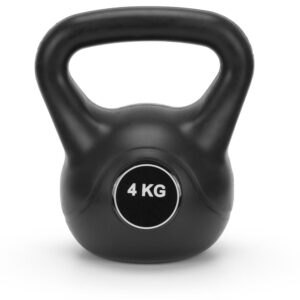 Kettlebell 4 kg, bitum cu invelis rezistent ABS, 21x23 cm, negru