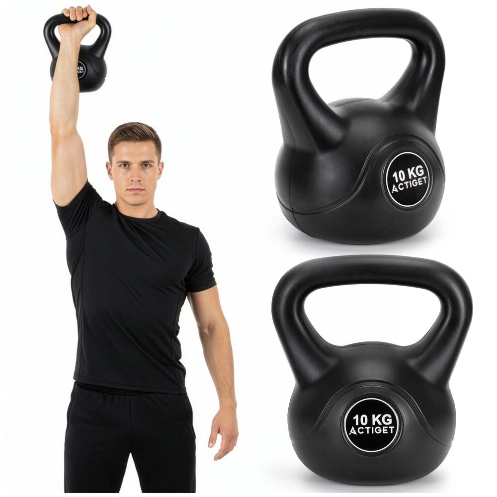 Kettlebell 10 kg, bitum cu invelis rezistent ABS, 25x27 cm, negru - imagine 2