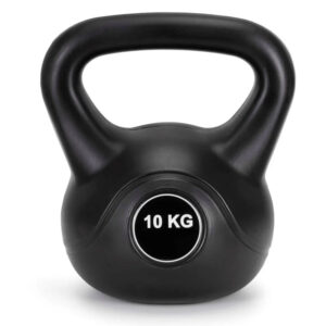 Kettlebell 10 kg, bitum cu invelis rezistent ABS, 25x27 cm, negru
