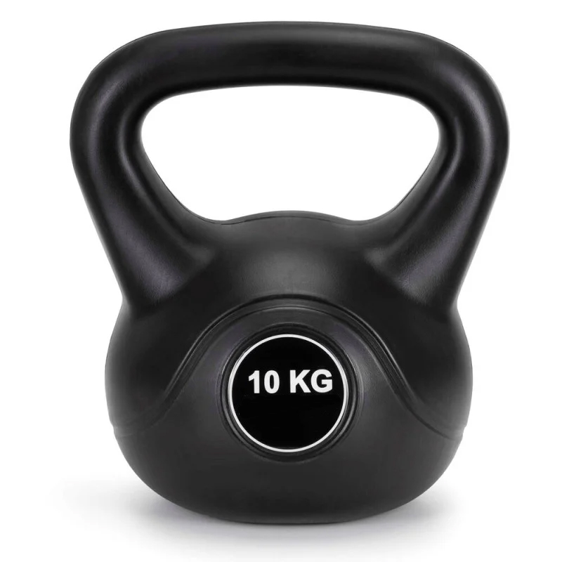 Kettlebell 10 kg, bitum cu invelis rezistent ABS, 25x27 cm, negru
