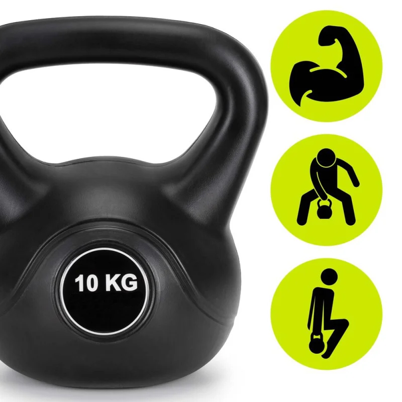 Kettlebell 10 kg, bitum cu invelis rezistent ABS, 25x27 cm, negru - imagine 7