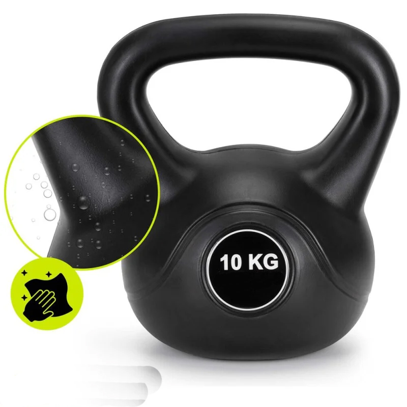 Kettlebell 10 kg, bitum cu invelis rezistent ABS, 25x27 cm, negru - imagine 8