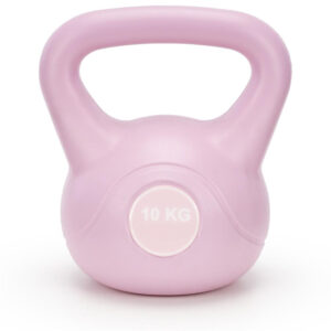 Kettlebell 10 kg, bitum cu invelis rezistent ABS, 25x27 cm, roz